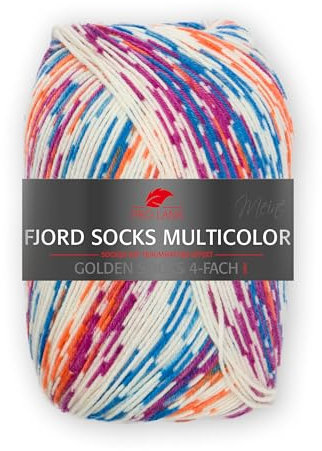 Pro Lana FJORD SOCKS MULTICOLOR 100 g 4-fach Sockenwolle mit einem einzigartigen Fjordmuster 425 m, Farbe:485