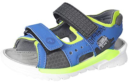 RICOSTA Jungen Sandalen Road,Kinderschuhe,WMS:Mittel,waschbar,offene Schuhe,Strandschuhe,Outdoorsandalen,Kids,Azur/Neongelb (150),34 EU