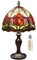 MIAOKE lámpara tiffany, lámpara de barroca, coloreado pantalla de vidrio, lámpara de mesa retro vintage, lámpara de noche, estudio, oficina-(Rosa Roja)