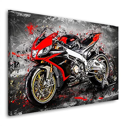 Kunstgestalten24 Leinwand Bild Motorrad Aprilia RSV4 Abstrakt Style Wandbild Kunstdruck Raum- u. Wanddekoration