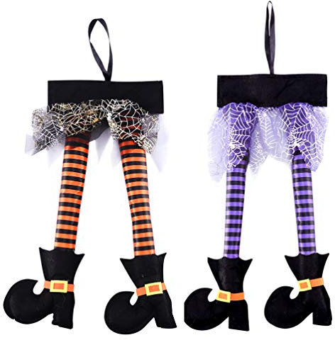 TOYANDONA 2Pcs Halloween Hexenbeine Böse Neuheit Hexenbeine Plüschhexenbeine mit Schuhen Halloween-