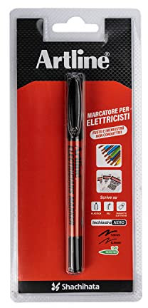 OSAMA Artline Special Purpose Marqueur indélébile pointe fine noire pour électriciens, feutres pointe fine double 0,4-1,0 mm, marqueurs indélébiles câbles et fils avec tige en plastique non conducteur