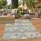 In- & Outdoor Teppich für Terrasse oder Wohnzimmer mit Rautenmuster Creme-grün, 200 x 290 cm