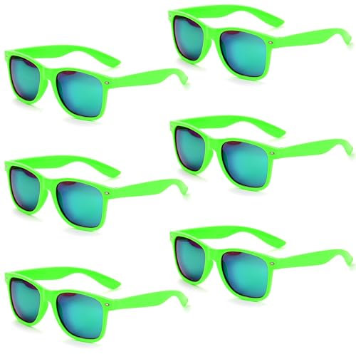6 Stücke Neon Sonnenbrille Set Herren Unisex Bunte Sonnenbrillen Coole Retro Lustige Brillen Party für Herren Damen