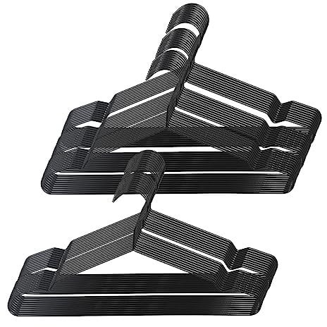 SVITA 50er Set Kleiderbügel mit Hosensteg dünn leicht Metall Schwarz