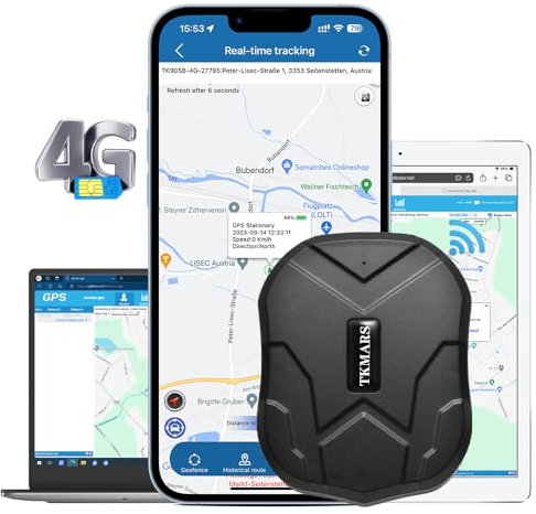 TKMARS TK905 Auto 4G GPS-Tracker, 5000mAh-Akku, funktioniert über SMS/APP/Webplattform ohne ABO, Verschiedene Alarmmodi, magnetisches Ortungsgerät geeignet für Fahrzeug/LKW/Flotte