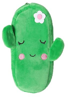 HSYHERE Creative Cute Lovely Funny Happy Animals Bear Frog Face Fruit Strawberry Watermelon Soft Stuffed Surface Clothes Zipper Pencil Box Pencil Case Pencil Holder Pouch Pen Bag - Cactus