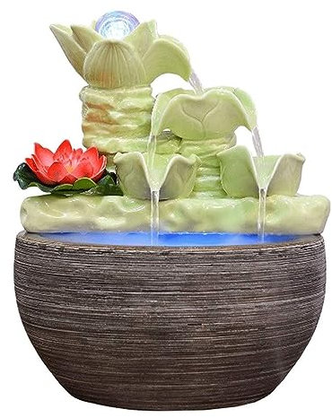 Tabletop Fountain,3-Tier Tabletop Water Fountain Decorative,Staggered Cascading Fountain,for Bedroom Office Decoration Use (B)
