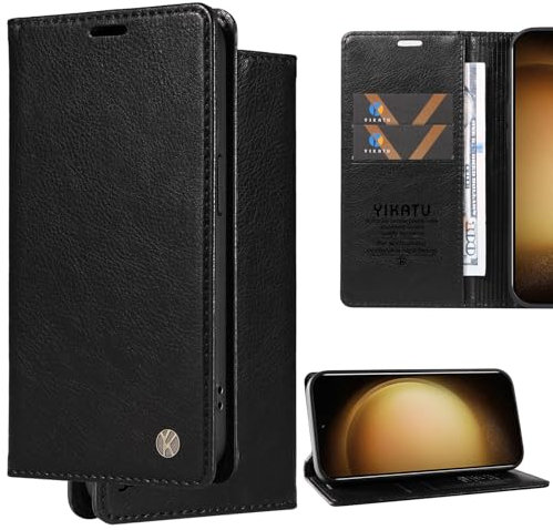 Ammeer Coque pour Samsung Galaxy J3 2017, Prime PU Cuir Adsorption Antichoc Magnétique Flip Folio Cover Housse Étui Smartphone Case Wallet Portefeuille Supporter - Noir