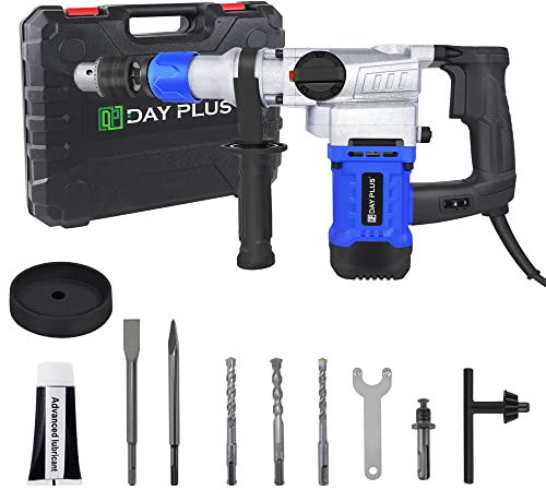 Bohrhammer 1500W Schlagbohrer 6 Joule SDS Plus Bohrer Elektrischer Stemmhammer Abbruchhammer Multifunktions Elektrohammer Bohrmaschine 800RPM Schlaghammer mit 360° Drehbarem Griff Meisselhammer
