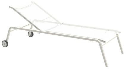 MONDO VIRO Sonnenliege aus Stoff und Aluminium Alice4 für den Garten, stapelbar, 198 x 80 cm, 97 (H) (Perlweiß, Weiß)