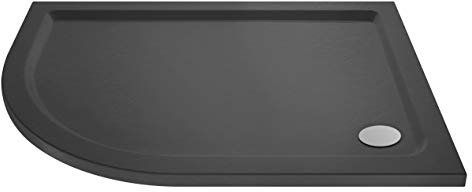 Balterley 1000 x 800 mm Offset Quadrant Shower Tray Left Hand, Slimline Shower Trays, Durable Stone Resin Base Trays for Bathroom Enclosure Cubicle, Lightweight Tray for Wetroom Showers (Slate Grey)