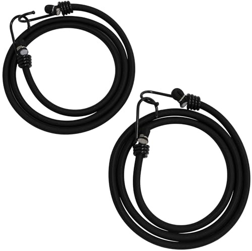 AERZETIX - C73811 - Lot de 2 Tendeurs Cordons Cordes élastiques de Bagage avec 2 Crochets Sangle 120 cm - Attache de bâche d'extension - Couleur Noir - Voiture Camion Toit Transport