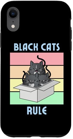 Hülle für iPhone XR Black Cats Rule | Süße Smoking-Katzen in Box