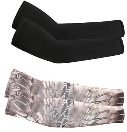 PLABBDPL 2 Pares Mangas para Brazos Antideslizantes de Proteccion UV, Manguitos Running para Hombre Mujer - Manguitos Compresión para Running Voleibol Ciclismo Baloncesto
