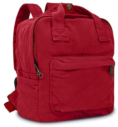 Boziee Klein Rucksack Damen Canvas/Cord Cityrucksack Rucksäcke Daypacks,Rucksackhandtaschen Kinderrucksäcke für Schule Travel Arbeit Damen Mädchen Teenager Unisex samll size (Canvas, Red)