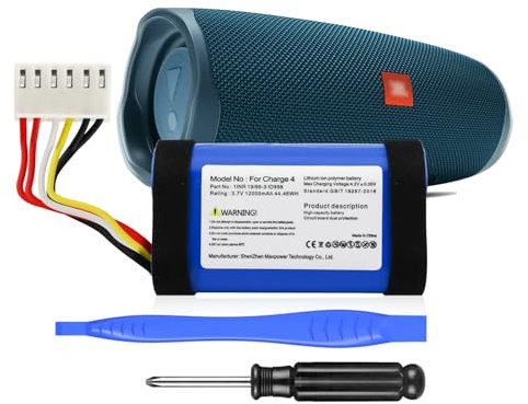 TQTHL Batterie de rechange 12000 mAh pour JBL Charge 4, 4BLK, 4J, Charge 4BLUAM, (non compatible avec Charge 4Q/Camo/Squad/Special Edition/Waterproof Edition/4+)