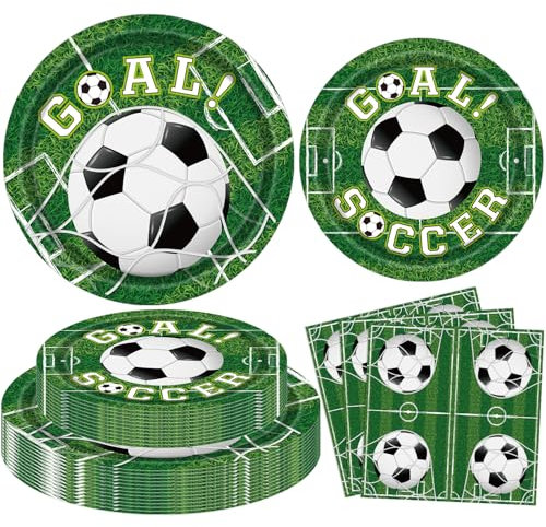 FVEOCR Lot de 120 assiettes de fête d'anniversaire sur le thème du football - Ensemble de vaisselle de football - Thème sport - Pour fête d'anniversaire - 40 ans