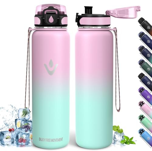 Borraccia Termica, 1L Senza BPA, Bottiglia Termica, Isolamento a Doppia Parete, Borraccia Acciaio, Borracce Termiche, Acciaio Inossidabile 18/8, Borraccia Acciaio Inox per Escursionismo, Corsa, Yoga