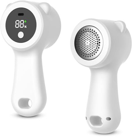 Fusselrasierer Elektrisch, 3 Gang Verstellbarer Fusselentferner, Lint Remover mit Digitalanzeige, für alle Kleidungsstücke (Weiß)