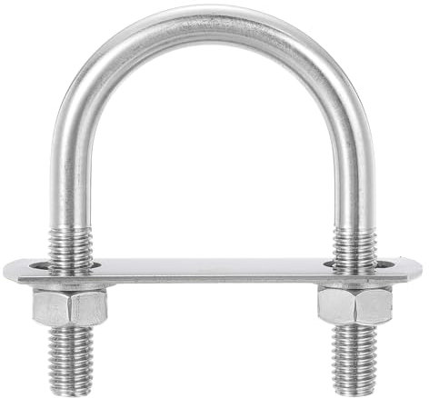 QUARKZMAN Abrazaderas en U Redondas, 4 Juegos 48 mm (1,89) de Ancho Interior y 82 mm Longitud M10 Abrazadera en U de Acero Inoxidable 304 con Tuercas y Placas, para Remolques de Barcos