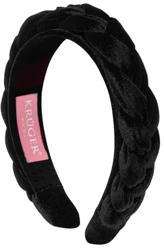 Krüger Dirndl Trachtenhaarreif | Samt-Haarreif geflochten | Damen (schwarz, EInheitsgröße)