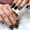 Hebterrka Lot de 24 faux ongles courts courts carrés avec motif yeux de chat noir, faux ongles brillants artificiels à couverture complète