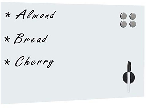 Sufrk Magnetische Wandtafel aus Glas, 50 x 30 cm, trocken abwischbar, mit Halterung für Marker und Kanten aus Aluminium