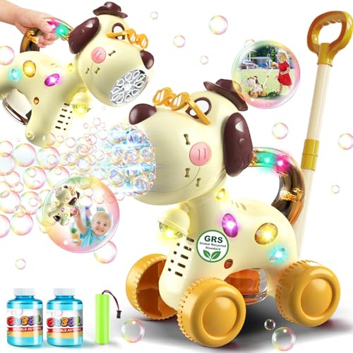 Nicmore 2-in-1 Bubble Machine for Toddlers: 45-Min Push or Hold Playtime