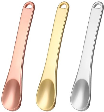 JIYIN 3 Stück Kosmetische Spatel Metall, Spatel Kosmetik Scoop Beauty Scoop Kosmetik Spatel für Cremespatel Make Up Spatel für Lotionen Probenahme Mischen Maske