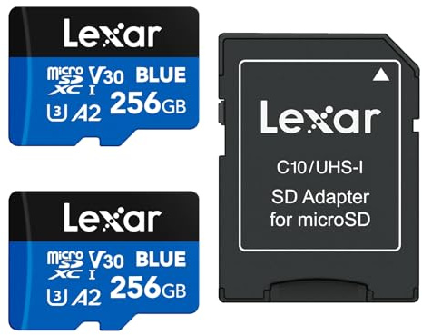 Lexar Lot de 2 cartes micro SD bleues 256 Go 160 Mo/s microSDXC UHS-I