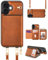 OCASE Hülle für iPhone 16 Handyhülle, RFID-Blockierung PU-Leder Reißverschluss Handtasche Geldbörse Flip Cover, Kickstand Folio Case mit Kartenschlitzen Halter Handgelenkband Lanyard Braun