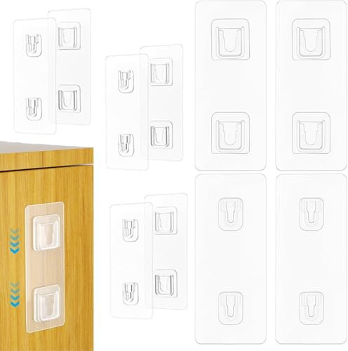 Ganci Adesivi 5 Coppie Trasparente, Adesivo Ganci da Parete, Impermeabili Rimovibili Gancio da Parete Bifacciali Autoadesivi, Adatti per Cucina, Bagno, Soggiorno(Verticale)