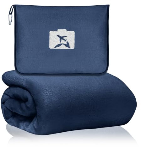 Couverture de voyage ultra légère et chaude – Gadgets avion Gadgets 2 en 1 (155 x 130 cm) – Couverture de voyage ultra légère pour avion, camping, gadgets de voiture, bureau et maison
