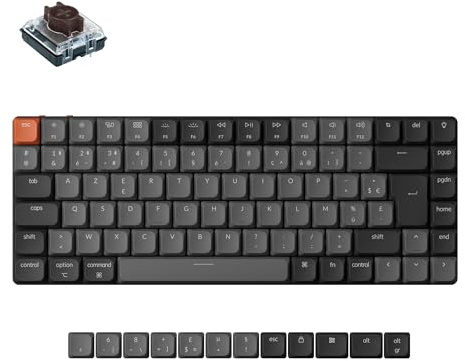 Keychron K3 QMK Clavier Mécanique sans Fil Ultra-Fin, Disposition 75% Programmerbar, Commutateurs Marron, Rétroéclairage LED Blanc, Bluetooth5.2 pour Mac/Windows/Linux, Disposition FR - Version 3