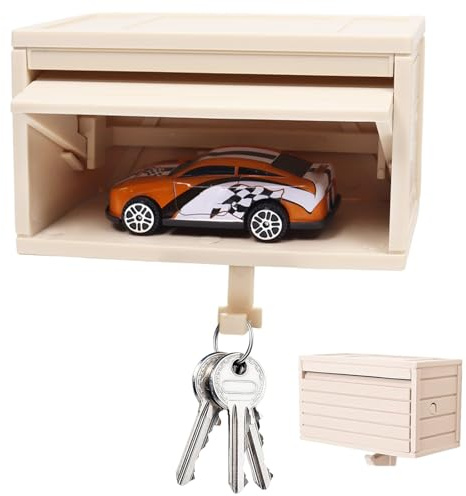 Seasboes Autogarage Schlüsselhalter mit zu Öffnender Tür, 3D Schlüsselhalter Wandmontage, Auto-Garagenschlüsselhalter mit Tür zum Öffnen, Wandhalterung, Schlüssel-Organizer für den Eingangsbereic