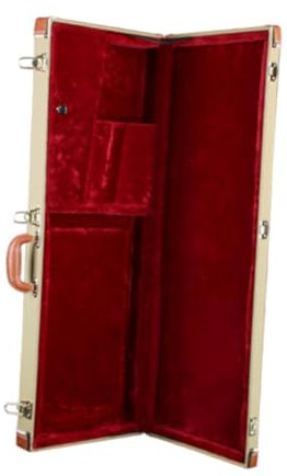 perfeclan Custodia per basso elettrico Custodia per basso in pelle PU Robusto fermo di bloccaggio in legno Leggero Antipolvere rigido Protettivo, Fodera Rossa