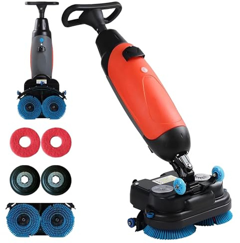 LADECNERHT Lavasciuga Pavimenti Professionale, 240 Giri/Min, Lavapavimenti Elettrica Leggera, con Larghezza di Pulizia di 17, Doppie Spazzole Rotanti, Testina Rotante a 360°, Copertura 1200 M²/H