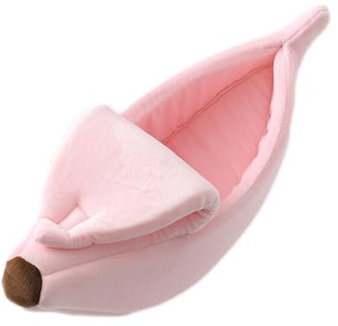 Cat Banana Bed – Nest für Haustiere, bequem, Tierhaus | Kissen in Bananen-Form, weich, Kätzchen, Kaninchen, Frettchen, Schlafplatz mit warmem Fleece, Hennenfleisch, für Kinder