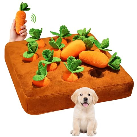 Carrot Dog Toys, Interactive Snuffle Mat for Dogs with Squeakable Carrots | Interactive Dog Puzzle Toys,2 in 1 Non-Slip Nosework Feed Games Pet Stress Relief ,Encouraging Foraging,Sniffing Training