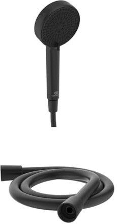 Set aus Ideal Standard BD580XG Alu + Handbrause, Ø 10 cm + BE175XG Idealrain Brauseschlauch, 175 cm, Silk Black