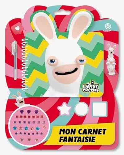 OPO 10 Carnet Fantaisie Lapins Crétins : 1 carnet + 1 stylo à paillettes + 2 tampons + 1 encreur + des stickers en relief