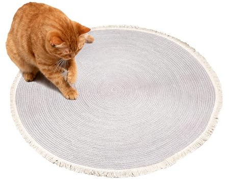Rascador Horizontal para Gatos - Alfombra De Cuerda De Algodón para Mesa De Centro - Rascador Horizontal Lavable con Borlas - para Hogar Salón Dormitorio Cuarto De Juego Apartamento Porche