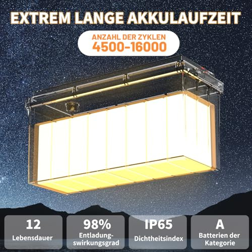 12V 200Ah LiFePO4 Batterie Lithium Batterie mit 200A BMS IP65 wasserdicht A-Grade Zellen 2560Wh Energie 20.5kg Gewicht 4500-16000 Zyklen und integriertem Aluminiumrahmen für Solaranlage Wohnmobil