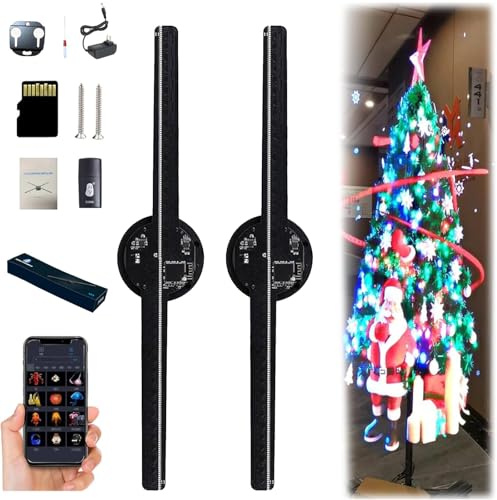 3D Hologramm Ventilator, Hologramm Projektor, 3D Holographic Fan Projector mit WiFi und APP, Weihnachten HD LED Lüfter für Ausstellungen und Messen (2 Pcs)