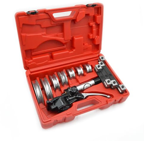 3S SuperSamaStore Piegatubi Idraulico per Tubi in Rame con 7 Dime in Metallo, Attrezzo Curvatubi in Duralluminio, Raggio Minimo 2,5×Ø, Valigetta ABS, Lunghezza 310 mm