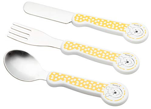 Babycalin Set de 3 Couverts Bébé En Inox Disney Winnie Hunny, Jaune