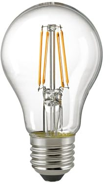 Spezial LED Filamentlampe NORMAL A60 mit Sensor (75 Lux = An), 230V, Ø 6cm / L 10.5cm, E27, 6.5W 2700K 806lm 300°, klar