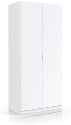 Dmora - Kleiderschrank 2 Türen Orange, Schlafzimmerschrank, Schlafzimmermöbel mit 1 Regal und Kleiderstange, 82x52h180 cm, Weiß