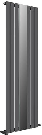 VeeBath Lille Matt Anthracite Low Carbon Mild Steel Vertical Single Panel Mirror Bathroom Heating Radiator - 1800 x 605mm